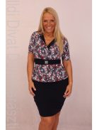 Riva Kék-Piros Virágos Ruha