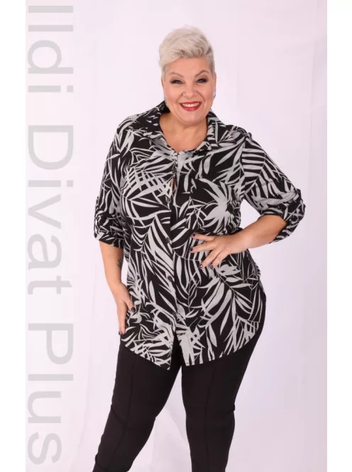 Nikol Fekete-Szürke Mintás Tunika