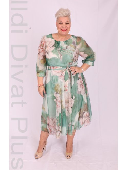 Margo Elza Zöld Mintás Ruha-44