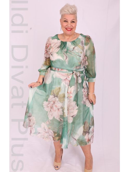 Margo Elza Zöld Mintás Ruha-46