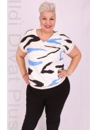 Emi Ekrü-Királykék Mintás Blúz