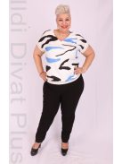 Emi Ekrü-Királykék Mintás Blúz