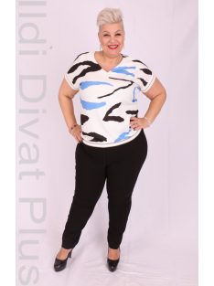 Emi Ekrü-Királykék Mintás Blúz