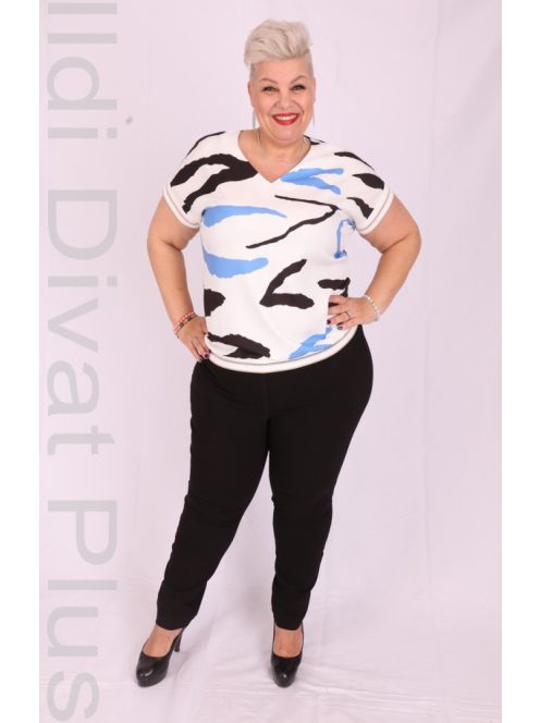 Emi Ekrü-Királykék Mintás Blúz