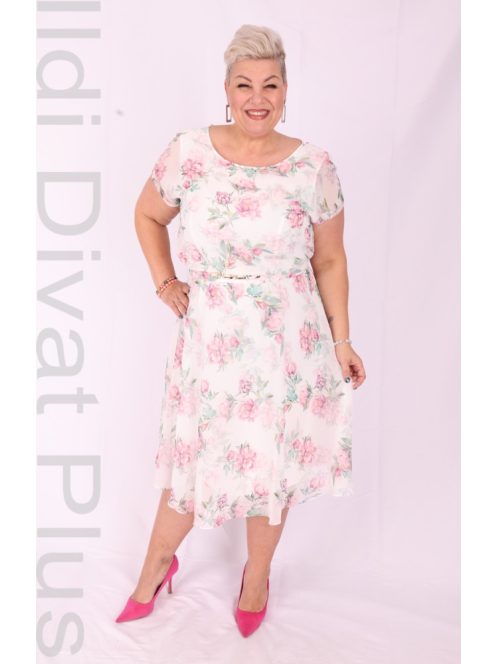 Trynite Ekrü-Púder Apró Virágos Ruha