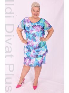 Elli Zöld-Lila Fodros Muszlin Ruha