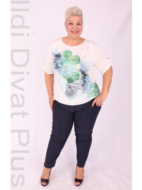 TKW Ekrü-Zöld Virágos Felső