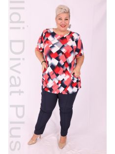 Ilona Kék-Piros Kerek Nyakú Tunika