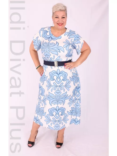 Angelo Kék-Fehér Mintás Ruha+Öv