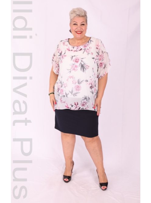 Classis Marcella Ekrü-Púder Virágos Ruha