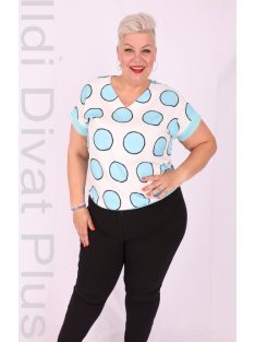 Emi Fehér-Türkiz Pöttyös Blúz
