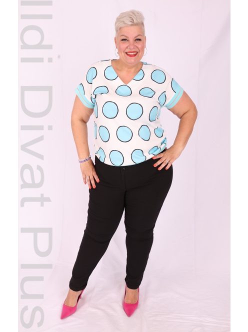 Emi Fehér-Türkiz Pöttyös Blúz