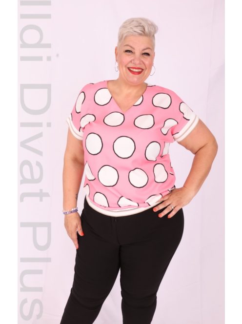 Emi Rózsaszín-Fehér Pöttyös Blúz