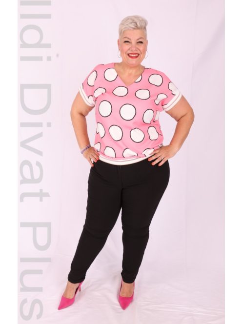 Emi Rózsaszín-Fehér Pöttyös Blúz