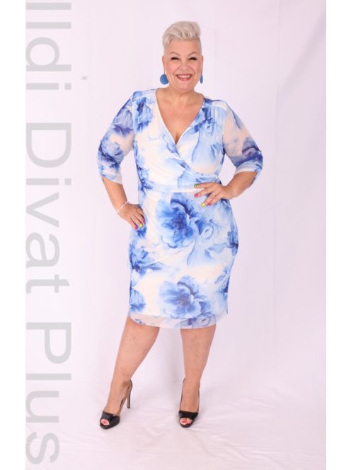 Trynite Kék-Ekrü Mintás Ruha