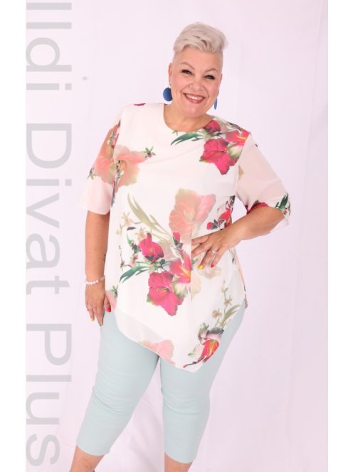 Eko Ekrü-Narancs Mintás Muszlin Tunika