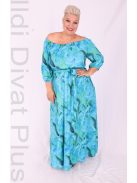 Trynite Kék-Zöld Virágos Maxi Ruha