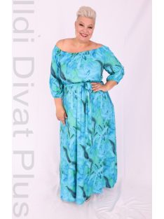 Trynite Kék-Zöld Virágos Maxi Ruha