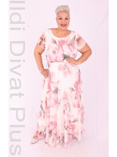 Trynite Ekrü-Púder Virágos Maxi Ruha