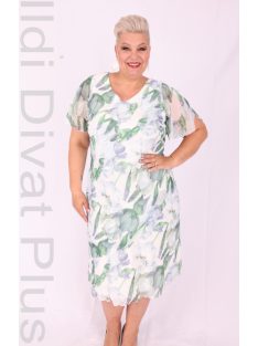 Exclusíve Kék-Zöld Virágos Muszlin Ruha