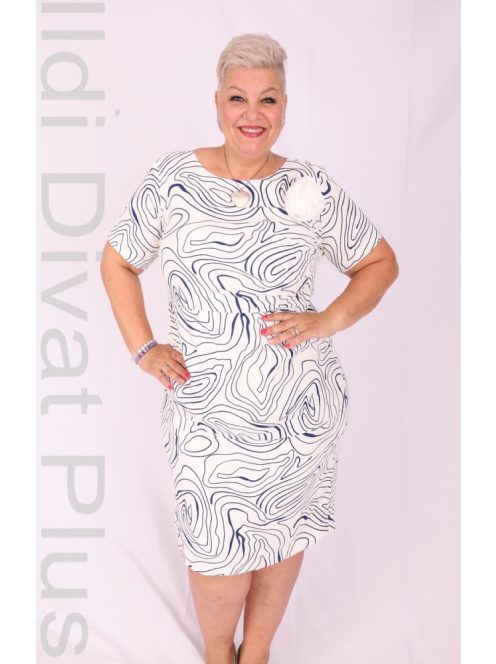 J&S Kék-Fehér Mintás Gitta Ruha