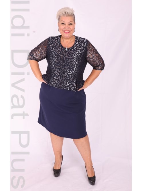 Aida Kék-Ezüst Csipkés Ruha