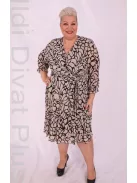 Kabaz Beige-Fekete Mintás A Vonalú Ruha-4XL