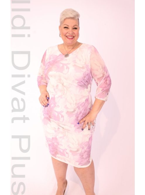 Trynite Ekrü-Lila Mintás Ruha