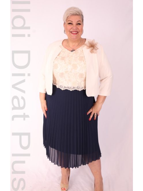 Agis Kék-Fehér Rakott Aljú Komplé