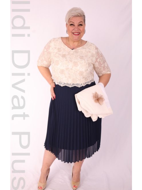 Agis Kék-Fehér Rakott Aljú Komplé