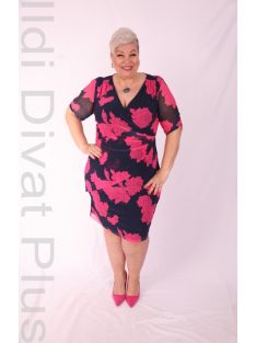 Trynite Kék-Pink Virágos Ruha