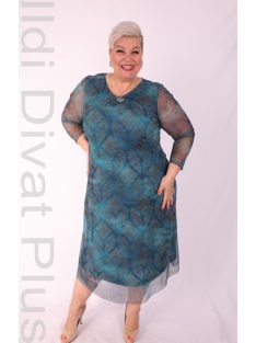 Elli Petrol-Beige Mintás Ruha