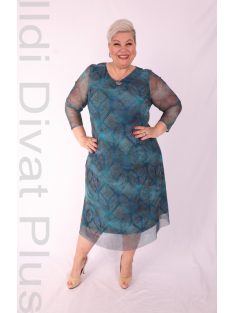 Elli Petrol-Beige Mintás Ruha