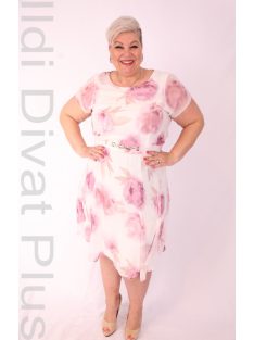 Trynite Ekrü-Púder Virágos A Vonalú Ruha