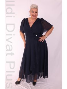 Szyk Sötétkék Fodros Maxi Ruha