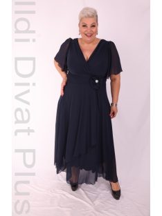 Szyk Sötétkék Fodros Maxi Ruha