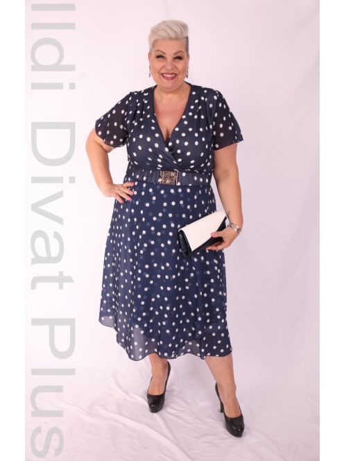 Tomex Kék-Fehér Pöttyös  A Vonalú Ruha-50