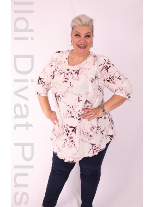 Harlex Ekrü-Mályva Virágos Tunika