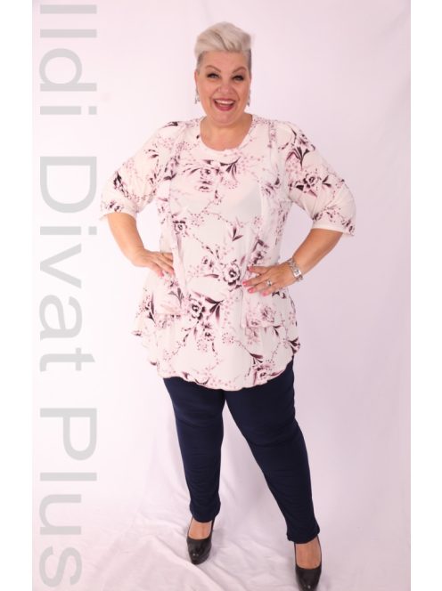Harlex Ekrü-Mályva Virágos Tunika