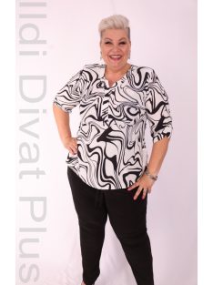 Attane Fehér-Fekete Mintás Muszlin Blúz