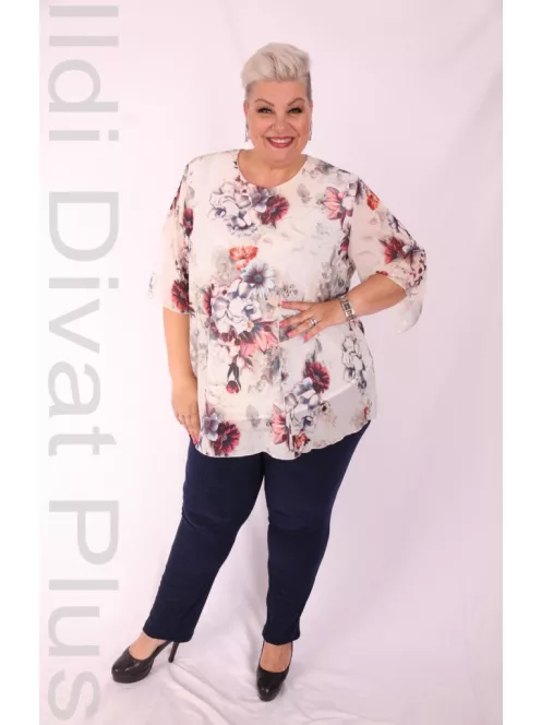 Eko Ekrü-Narancs Virágos Muszlin Tunika