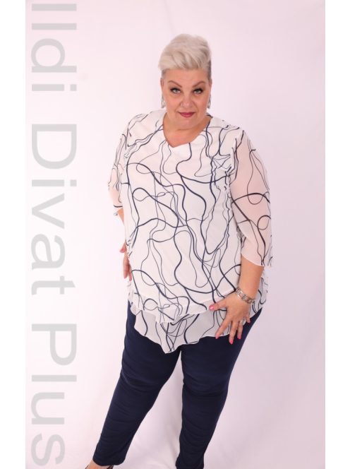 Marguerite Fehér-Kék Muszlin Blúz