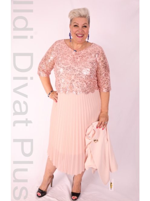 Agis Rózsaszín-Flitteres Rakott Ruhás Komplé