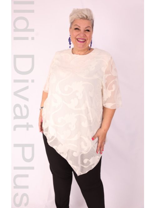 Eko Ekrü-Arany Mintás Muszlin Tunika