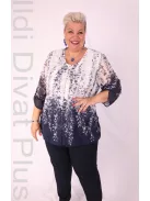 Attane Fehér-Kék Mintás Muszlin Tunika