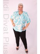 Attane Beige-Türkiz Mintás Muszlin Blúz