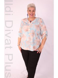 Attane Kék-Beige Mintás Muszlin Blúz