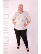 Attane Kék-Beige Mintás Muszlin Blúz