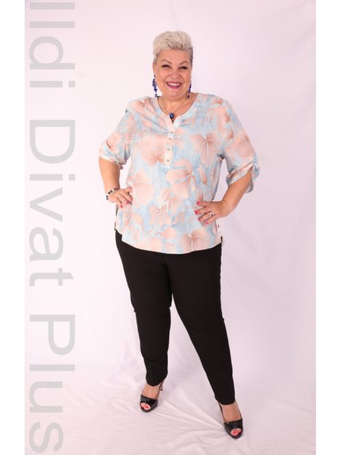 Attane Kék-Beige Mintás Muszlin Blúz