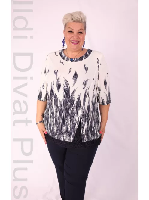 Maxi Lady Fehér-Kék Mintás Tunika